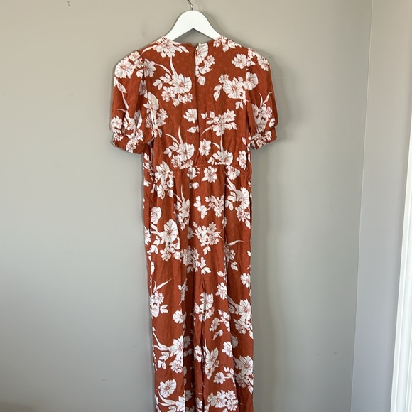 Anthropologie Dolan Nancy Jumpsuit Brown Floral Short Sleeve Wide Leg Boho Sz S - Picture 9 of 16